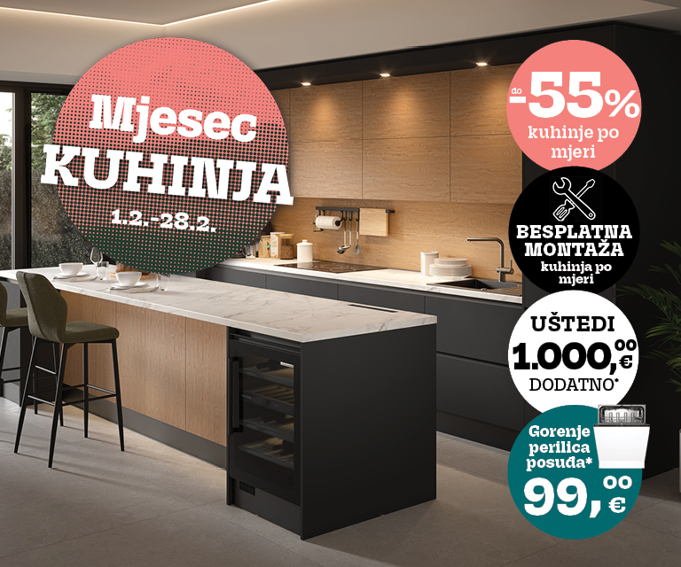 Mjesec kuhinja donosi -55% uštede na kuhinje po mjeri uz besplatnu montažu 